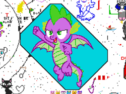 Size: 1218x909 | Tagged: safe, artist:background pony number 17, artist:cheezedoodle96, edit, spike, dragon, g4, flying, pixel art, pixelcanvas, raised fist, sans (undertale), undertale, winged spike, wings