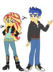 Size: 1138x1539 | Tagged: safe, artist:gmaplay, flash sentry, sunset shimmer, equestria girls, g4, boots, converse, female, high heel boots, male, ship:flashimmer, shipping, shoes, simple background, straight, transparent background