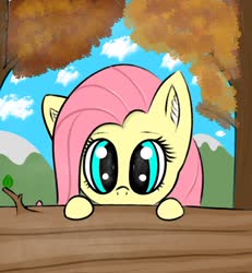 Size: 1024x1106 | Tagged: safe, artist:windykirin, fluttershy, pegasus, pony, g4, cute, daaaaaaaaaaaw, female, shyabetes, solo, tree