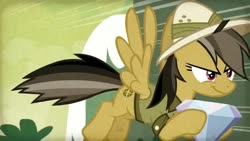 Size: 1280x720 | Tagged: safe, screencap, daring do, pegasus, pony, daring doubt, g4, clothes, female, flying, hat, mare, pith helmet, shirt, solo