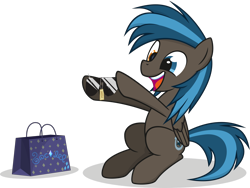 Size: 2000x1505 | Tagged: safe, artist:le-23, oc, oc only, oc:going lucky, pegasus, pony, bag, heterochromia, male, simple background, solo, stallion, sunglasses, transparent background