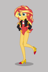 Size: 600x900 | Tagged: safe, artist:sneakybreeze, sunset shimmer, equestria girls, animated, bowtie, clothes, female, high heels, jacket, leotard, shoes, simple background, tap dancing, tap shoes