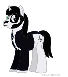Size: 1500x1692 | Tagged: safe, artist:lonewolf3878, oc, oc only, pony, unicorn, clothes, face paint, ghost (band), jacket, male, papa emeritus iii, ponified, simple background, solo, transparent background