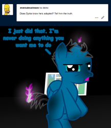 Size: 3600x4139 | Tagged: safe, artist:agkandphotomaker2000, oc, oc only, oc:pony video maker, pegasus, pony, tumblr:pony video maker's blog, ask, bald, bipedal, burnt, burnt flank, burnt mane, crossover, fire, homer simpson, implied magic blast, implied spike, implied twilight sparkle, looking at you, loss of hair, male, open mouth, solo, tumblr