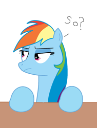 Size: 1026x1358 | Tagged: safe, artist:theawesomeguy98201, rainbow dash, g4, hooves on the table, so