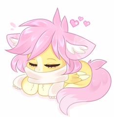 Size: 2024x2160 | Tagged: safe, artist:pesty_skillengton, oc, oc only, pegasus, pony, clothes, colored ears, cozy, cute, eyes closed, heart, high res, markings, ocbetes, scarf, simple background, solo, white background