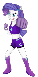 Size: 896x1788 | Tagged: safe, artist:gouielouie123, rarity, equestria girls, g4, exeron fighters, exeron gloves, exeron outfit, female, ponied up, pony ears, punch, simple background, solo, transparent background