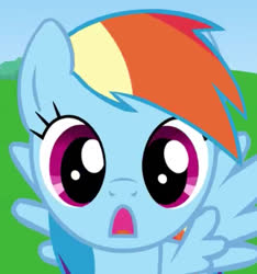 Size: 680x728 | Tagged: safe, rainbow dash, pony, smile hd, g4, cropped, d:, female, moments before disaster, open mouth, reaction image, solo