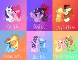 Size: 1024x786 | Tagged: safe, artist:rainbowdash1847, applejack, autumn blaze, fluttershy, pinkie pie, rainbow dash, rarity, starlight glimmer, tempest shadow, tree hugger, trixie, twilight sparkle, alicorn, pony, g4, autumnjack, base used, blushing, deviantart watermark, female, lesbian, obtrusive watermark, ship:appledash, ship:flutterhugger, ship:raripie, ship:startrix, ship:tempestlight, shipping, twilight sparkle (alicorn), watermark