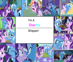 Size: 1280x1079 | Tagged: safe, artist:bla5t3r, edit, edited screencap, screencap, starlight glimmer, trixie, all bottled up, g4, no second prances, road to friendship, to where and back again, uncommon bond, collage, female, hat, lesbian, nightcap, ship:startrix, shipping, trixie's wagon