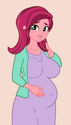 Size: 683x1200 | Tagged: safe, artist:0024387, gloriosa daisy, equestria girls, g4, belly, big belly, female, looking at you, pregnant, pregnant equestria girls, solo