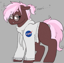 Size: 605x601 | Tagged: safe, artist:liefsong, oc, oc only, oc:middy, earth pony, pony, clothes, glasses, hoodie, patreon, simple background, tired