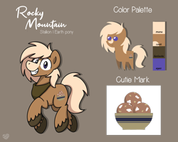 Size: 2560x2048 | Tagged: safe, artist:sugar morning, oc, oc only, oc:rocky mountain, earth pony, pony, bandana, commission, cutie mark, high res, male, pointy ponies, reference sheet, simple background, solo, stallion, unshorn fetlocks