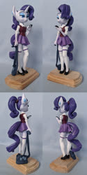 Size: 899x1800 | Tagged: safe, artist:dstears, artist:holivi, rarity, anthro, plantigrade anthro, g4, beautiful, cellphone, clothes, craft, cute, female, high heels, legs, moe, phone, ponytail, sculpture, shoes, shoulder bag, skirt, socks, solo, thigh highs, zettai ryouiki