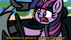 Size: 1599x900 | Tagged: safe, artist:ashtoneer, twilight sparkle, pony, g4, car, chest fluff, dialogue, driving, female, jeremy clarkson, mare, meme, ponified meme, sitting, solo, steering wheel, top gear