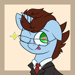 Size: 2048x2048 | Tagged: safe, artist:nevermore228, oc, oc only, pony, unicorn, glasses, heart eyes, high res, one eye closed, solo, wingding eyes, wink, ych result