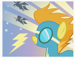 Size: 7996x6141 | Tagged: safe, artist:the-mystery-of-doom, spitfire, pegasus, pony, g4, bust, clothes, female, flying, goggles, mare, poster, uniform, vector, wonderbolts uniform