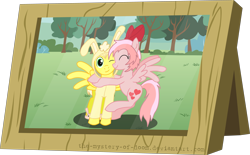 Size: 5182x3207 | Tagged: safe, alternate version, artist:the-mystery-of-doom, oc, pegasus, pony, background removed, crossover, cuddles (happy tree friends), cute, giggles (happy tree friends), happy tree friends, hnnng, hug, picture frame, ponified, simple background, transparent background