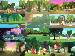 Size: 6000x4494 | Tagged: safe, screencap, apple bloom, applejack, big macintosh, blues, cherry berry, cozy glow, granny smith, noteworthy, scootaloo, spike, sweetie belle, twilight sparkle, alicorn, beaver, dragon, earth pony, pegasus, pony, unicorn, bats!, brotherhooves social, buckball season, g4, keep calm and flutter on, marks for effort, over a barrel, ppov, the break up breakdown, the cart before the ponies, the super speedy cider squeezy 6000, the ticket master, yakity-sax, apple, apple family, apple orchard, apple siblings, apple sisters, apple tree, appleloosa resident, art evolution, background pony, basket, bowling pin, brother and sister, clubhouse, collage, cowboy hat, crusaders clubhouse, cutie mark crusaders, dragons riding ponies, female, filly, foal, food, hat, male, mare, orchard, riding, siblings, sisters, stallion, sunset, sweet apple acres, tent, tree, twilight sparkle (alicorn), unicorn twilight