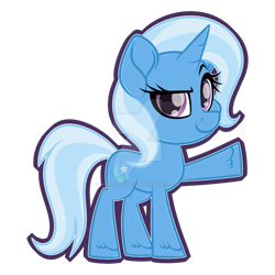 Size: 1600x1600 | Tagged: safe, artist:missbramblemele, trixie, pony, unicorn, g4, chibi, female, looking at you, mare, simple background, solo, transparent background, watermark