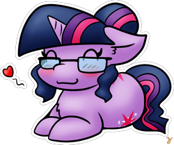 Size: 1694x1415 | Tagged: safe, artist:zutcha, sci-twi, twilight sparkle, pony, unicorn, equestria girls, g4, blushing, both cutie marks, cute, ear fluff, equestria girls ponified, female, floppy ears, hair bun, heart, mare, ponified, ponyloaf, simple background, smiling, solo, transparent background, twiabetes, unicorn sci-twi, white outline