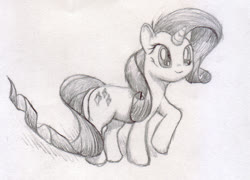 Size: 1056x760 | Tagged: safe, artist:michiito, rarity, pony, unicorn, g4, female, monochrome, pencil drawing, sketch, solo, traditional art