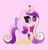 Size: 1600x1664 | Tagged: safe, artist:thehaywaiianhorse, princess cadance, pony, g4, chibi, deviantart watermark, female, obtrusive watermark, pink background, simple background, solo, watermark