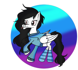 Size: 2200x2000 | Tagged: safe, artist:wonderschwifty, oc, oc only, pegasus, pony, clothes, commission, high res, hoodie, pegasus oc, simple background, socks, solo, striped socks, tongue out, transparent background, wings