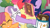 Size: 1920x1080 | Tagged: safe, screencap, apple bloom, scootaloo, sweetie belle, twilight sparkle, earth pony, pegasus, pony, unicorn, g4, hearts and hooves day (episode), bag, book, bookhorse, crash, cutie mark crusaders, female, filly, magic, magic aura, mare, saddle bag, scroll, unicorn twilight