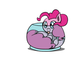 Size: 648x486 | Tagged: safe, artist:flutterluv, pinkie pie, earth pony, pony, g4, animated, cup, cup of pony, cute, diapinkes, female, fishbowl, gif, if i fits i sits, micro, ponified animal photo, ponified animal video, solo, tongue out