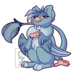 Size: 3041x3100 | Tagged: safe, artist:cleoziep, oc, oc only, oc:parula cerulean, griffon, chest fluff, claws, eyeshadow, fabulous, griffon oc, high res, makeup, paws, simple background, solo, transparent background