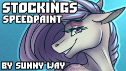 Size: 1280x720 | Tagged: safe, artist:sunny way, oc, oc only, oc:sumac spirit, unicorn, anthro, unguligrade anthro, breasts, clothes, cloven hooves, curved horn, erotica, female, horn, mare, patreon, patreon reward, pornhub, sexy, smiling, socks, solo, speedpaint, stockings, thigh highs, video