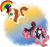 Size: 1600x1498 | Tagged: safe, artist:thehaywaiianhorse, autumn blaze, kirin, nirik, g4, awwtumn blaze, chibi, cute, deviantart watermark, obtrusive watermark, rainbow, watermark