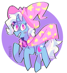 Size: 800x874 | Tagged: safe, artist:redrose26, trixie, pony, unicorn, g4, blushing, curved horn, female, grin, horn, mare, outline, smiling, solo