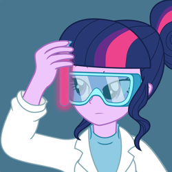Size: 5000x5000 | Tagged: safe, artist:pink1ejack, sci-twi, twilight sparkle, equestria girls, g4, absurd resolution, clothes, female, lab coat, safety goggles, simple background, solo, test tube, vector