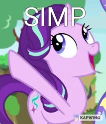 Size: 1090x1280 | Tagged: safe, edit, edited screencap, screencap, starlight glimmer, pony, g4, to change a changeling, caption, cropped, female, image macro, meme, simp, solo, text