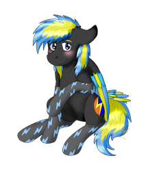 Size: 1107x1262 | Tagged: safe, artist:midnightfire1222, oc, oc only, oc:arc flash, pegasus, pony, blushing, clothes, embarrassed, simple background, socks, solo, transparent background