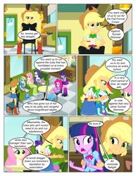 Size: 612x792 | Tagged: safe, artist:greatdinn, artist:newbiespud, edit, edited screencap, screencap, applejack, fluttershy, pinkie pie, rainbow dash, rarity, spike, twilight sparkle, dog, comic:friendship is dragons, equestria girls, g4, my little pony equestria girls, clothes, collaboration, comic, couch, cutie mark, cutie mark on clothes, d:, dialogue, eyes closed, female, freckles, grin, hat, humane five, humane six, male, open mouth, screencap comic, sleeping, smiling, spike the dog
