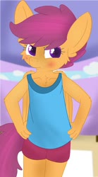 Size: 1024x1846 | Tagged: safe, artist:skyflys, scootaloo, pegasus, anthro, g4, angry, bath, blushing, clothes, cute, cutealoo, female, filly, madorable, pajamas, solo, tsundere