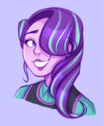 Size: 761x913 | Tagged: safe, artist:liviedoesart, starlight glimmer, equestria girls, g4, bust, female, hair over one eye, looking at you, portrait, smiling, solo