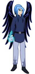 Size: 3000x6200 | Tagged: safe, alternate version, artist:deroach, nightmare moon, princess luna, human, equestria project humanized, g4, alternate design, clothes, fanfic, fanfic art, female, humanized, magic, simple background, solo, transparent background, winged humanization, wings