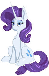 Size: 1130x1745 | Tagged: safe, artist:phutashi, rarity, pony, unicorn, g4, chest fluff, female, lidded eyes, looking at you, mare, simple background, sitting, smiling, solo, transparent background