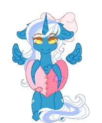 Size: 1000x1200 | Tagged: safe, artist:kantrixia, oc, oc only, oc:fleurbelle, alicorn, pony, adorabelle, adorable face, alicorn oc, bow, chest fluff, cute, ear fluff, female, floating wings, hair bow, heart, horn, mare, patch, patchwork, simple background, smiling, solo, transparent background, wings, yellow eyes