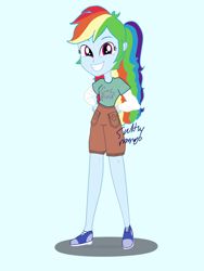 Size: 1500x2000 | Tagged: safe, artist:saltymango, rainbow dash, equestria girls, g4, alternate clothes, alternate hairstyle, cute, female, looking at you, solo