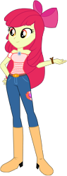 Size: 1158x3041 | Tagged: safe, artist:lhenao, apple bloom, equestria girls, g4, adorabloom, apple bloom's bow, base used, boots, bow, clothes, cute, female, hair bow, jeans, older, older apple bloom, pants, shoes, simple background, solo, transparent background