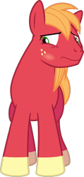Size: 590x1237 | Tagged: safe, artist:jeatz-axl, edit, editor:slayerbvc, vector edit, big macintosh, earth pony, pony, g4, blushing, looking down, male, missing accessory, shorn fetlocks, simple background, solo, stallion, transparent background, uncomfortable, vector