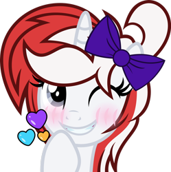 Size: 1280x1286 | Tagged: safe, artist:fuzzybrushy, oc, oc only, oc:stock piston, pony, adorable face, blushing, bow, cute, heart, show accurate, simple background, solo, transparent background, vector