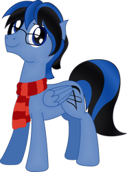 Size: 1439x1944 | Tagged: safe, artist:soulakai41, oc, oc only, oc:thornquill, pegasus, pony, clothes, glasses, male, scarf, simple background, solo, stallion, transparent background