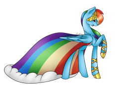 Size: 2943x2038 | Tagged: safe, artist:midfire, rainbow dash, pegasus, pony, g4, clothes, cute, dashabetes, dress, female, folded wings, gala dress, high res, mare, raised hoof, simple background, smiling, solo, transparent background, wings