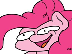 Size: 1128x852 | Tagged: safe, artist:ljdamz1119, pinkie pie, earth pony, pony, g4, :d, faic, female, mare, open mouth, reaction image, shrunken pupils, simple background, smiling, solo, white background